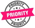 priority stamp. priority label on transparent background. round sign