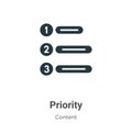 Priority vector icon on white background. Flat vector priority icon symbol sign from modern content collection for mobile concept