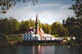Priory Castle in Gatchina view from the lake. Russia, Gatchina. Royalty Free Stock Photo