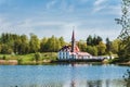 Priory Castle in Gatchina view from the lake. Russia, Gatchina. Royalty Free Stock Photo