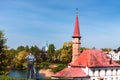 Priory Castle in Gatchina view from the lake. Russia, Gatchina Royalty Free Stock Photo