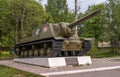 Priozersk, Republic of Karelia, Russia - June 12, 2017: a monument to the heavy self-propelled plant ISU-152.