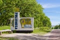 PRIPYAT, UKRAINE - JUNE, 04: Memorial road sign of Chernobyl city Ukraine. Chernobyl nuclear power plant zone of alienation on