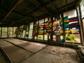 The stained glass windows of the abandoned cafe in Pripyat