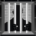 Prisioner in cell art black illustration