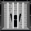 Prisioner in cell illustration in black Royalty Free Stock Photo