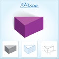 Prism. Image of volumetric geometrical figure with examples of such objects form
