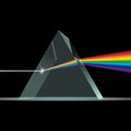 Prism light spectrum realistic composition with rainbow ray of light coming through 3d trangle shaped prism. Ray rainbow Royalty Free Stock Photo