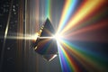 Prism mirror digital art reflection with full spectrum rainbow diamond. Crystal light reflect lights. Generative AI Royalty Free Stock Photo