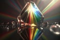 Prism mirror digital art reflection with full spectrum rainbow diamond. Crystal light reflect lights. Generative AI Royalty Free Stock Photo