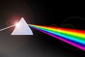 Prism refracting light beam to colors Royalty Free Stock Photo