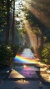 Prism refracting light in a forest