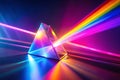 Prism refracting light, rainbow spectrum, dark background, science concept Royalty Free Stock Photo