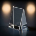 Prism rests on a dark surface reflecting light to form a small Royalty Free Stock Photo