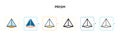 Prism vector icon in 6 different modern styles. Black, two colored prism icons designed in filled, outline, line and stroke style Royalty Free Stock Photo