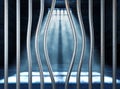 Prison 3d and bended metal bar Royalty Free Stock Photo