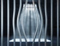 Prison 3d and bended metal bar Royalty Free Stock Photo