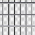 Prison bar seamless pattern. Vector realistic illustration on transparent background.