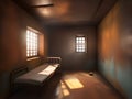 a prison cell in the bed