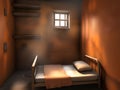 a prison cell in the bed