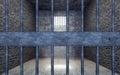 Prison cell with light shining through a barred window Royalty Free Stock Photo