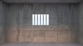 Prison cell with light shining through a barred window -  inside jail barrier, bars Royalty Free Stock Photo