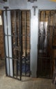 The Prison cells on the railway Carriage at Maud railway station with convict carriage, Maud, Aberdeenshire, Scotland, UK