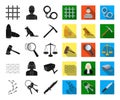 Prison and the criminal black,flat icons in set collection for design.Prison and Attributes vector symbol stock web