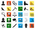 Prison and the criminal black,flat icons in set collection for design.Prison and Attributes vector symbol stock web