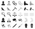 Prison and the criminal black,monochrome icons in set collection for design.Prison and Attributes vector symbol stock