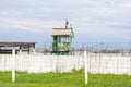 Prison fence and guard tower. Russia. Siberia