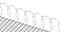 Prison fence. Net wire fence and spiral barbed wire. Flat vector illustration isolated on white Royalty Free Stock Photo