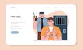 Prison guard web banner or landing page. Police officer convoying