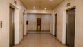 prison hallway with aesthetic elevator Royalty Free Stock Photo
