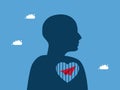 Prison hearts and paper planes. The heart of leadership. vector illustration