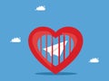 Prison hearts and paper planes. The heart of leadership. vector illustration