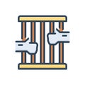 Color illustration icon for Prison, jail and imprisonment