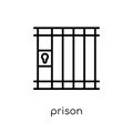 Prison icon. Trendy modern flat linear vector Prison icon on white background from thin line law and justice collection Royalty Free Stock Photo