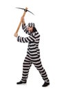 Prison inmate with axe Royalty Free Stock Photo