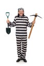 Prison inmate with axe and spade Royalty Free Stock Photo