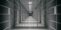 Prison interior. Jail cells, dark background. 3d illustration