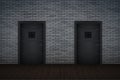 Dark brick wall and prison interior