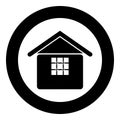 Prison jail gaol House with grate on window citadel home icon in circle round black color vector illustration image solid outline