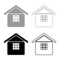 Prison jail gaol House with grate on window citadel home set icon grey black color vector illustration image solid fill outline