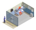 Prison Jail Isometric Composition