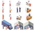 Prison Jail Isometric Icons