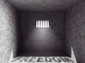 Prison with light and Freedom Shadow. 3d Rendering