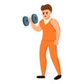 Prison man dumbbell icon, cartoon style Royalty Free Stock Photo