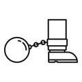 Prison metal ball icon, outline style