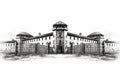 Black And White Dadaist Photomontage Of A Prison Building